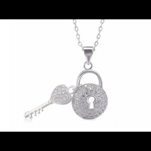 Key Lock Copper necklace with platinum plated!